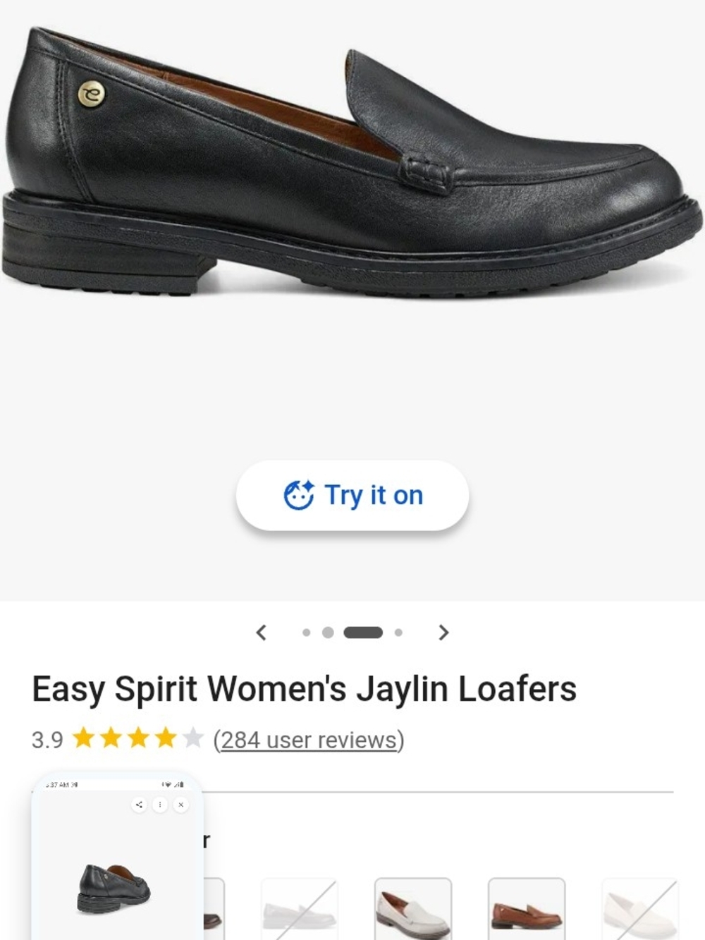 Easy Spirit Black Leather Slip-On Loafers